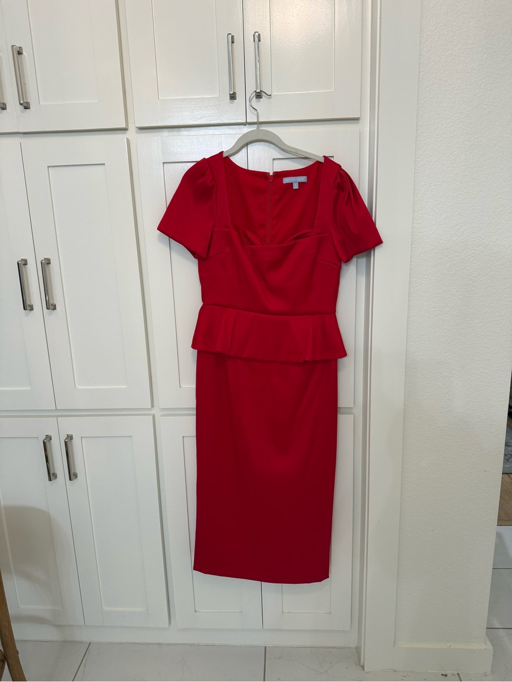 ANTONIO MELANI Red Peplum Sheath Dress